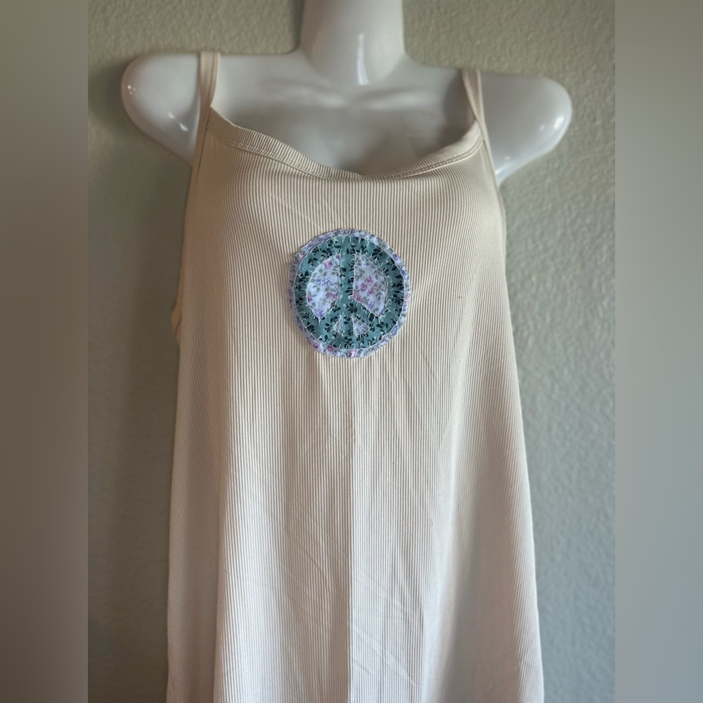 Hand sewn peace sign tank top